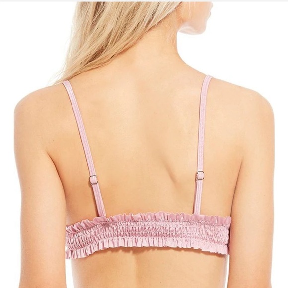 Chealsea and Violet Solid Smocked Bikini TOP ONLY new with tags M mauve mist - Picture 2 of 9